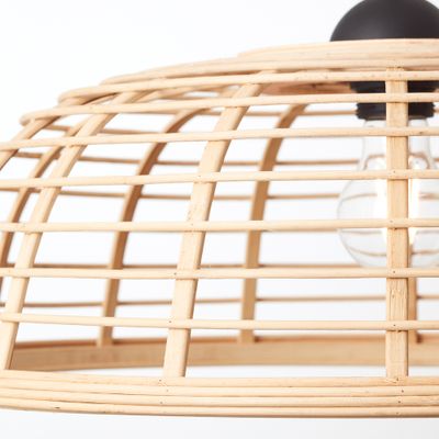 Suspension intérieure CROSSTOWN plastique noir et bambou E27 40 W - BRILLIANT