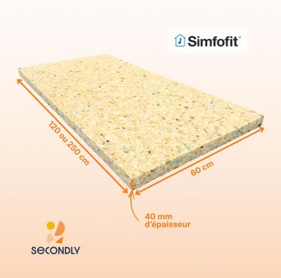 Panneau d'isolation acoustique recyclé Simfofit - Épaisseur 40 mm - l.0,60 x L.1,20 m