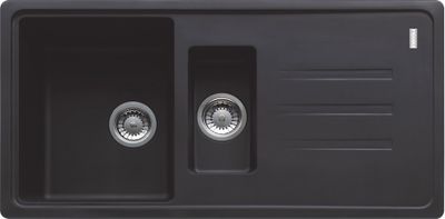 Evier de cuisine fragranit noir onyx 97x50 cm 2 bacs 1 egouttoir Malta - FRANKE