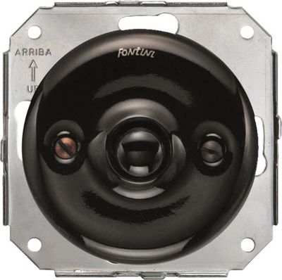 Bouton poussoir encastrable rétro porcelaine noire - Garby Colonial FONTINI