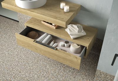 Meuble bas de salle de bains Lotus 1 tiroir L100 x H29 x P46 cm panneau de particules bois