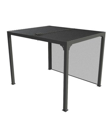 Pergola bioclimatique autoportante avec rideau manuel balcon et terrasse PER2430RBI gris 7,2 m², Livraison à domicile incluse - HABRITA