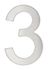 Chiffre 3 adhésif hauteur 76 mm inox THIRARD