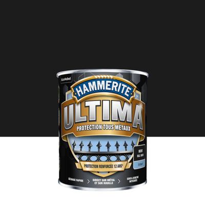 Peinture fer extérieur ultima noir RAL 9005 brillant 0,75 L - HAMMERITE