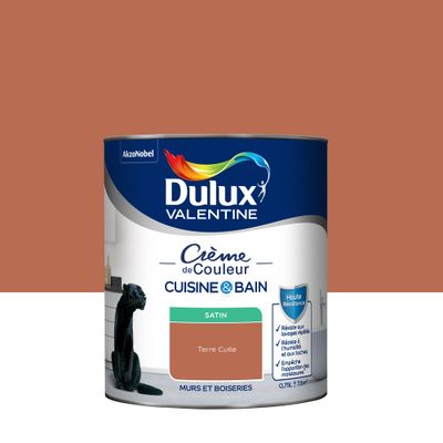 Peinture Crème de Couleur Cuisine et Bain Satin Terre Cuite 0,75 L - DULUX VALENTINE