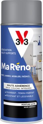 Peinture de rénovation multi- V33supports MaRéno noir absolu finition satinée 400 mL - V33