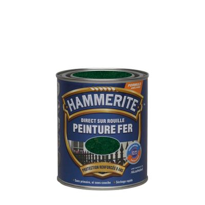 Peinture fer extérieur direct sur rouille martelé vert épicéa 0,75 L - HAMMERITE