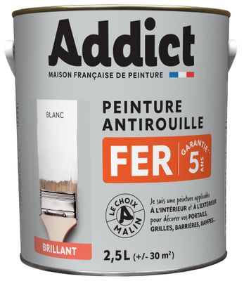 Peinture FER Brillant blanc Ral 9016 2,5 L - ADDICT