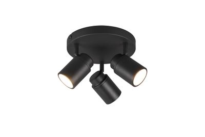 Plafonnier 3 spots salle de bains GU10 Angelo noir IP44 3x5W - TRIO