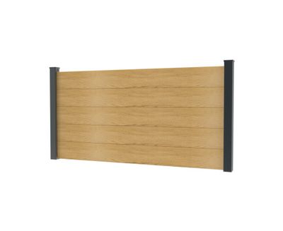 lames rectangulaire pour palissade en aluminium plaxée chêne l200 mmx L 1960 mm par 3 HOMALU