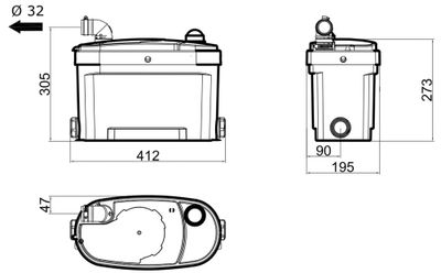 Pompe de relevage domestique pour eaux grises 3 sorties - SETMA