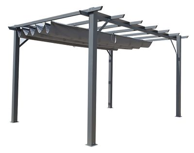 Pergola autoportante manuelle aluminium gris 12 m², Livraison à domicile incluse - HABRITA