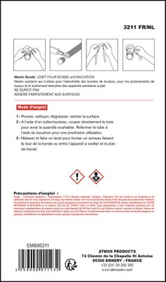 Mastic spécial joint de bonde et d'évacuation 100 gr ATMOS