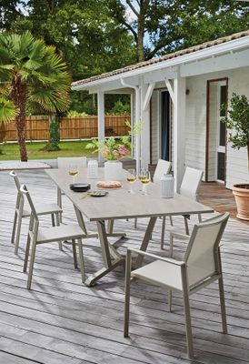 Table de jardin à rallonge VITA downtown céramique crème 180/280cm - PROLOISIRS