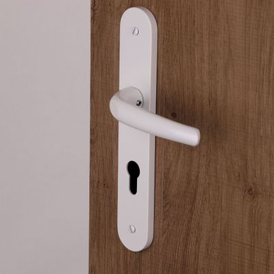 Demi-ensemble de poignée Pianosa 195 mm aluminium blanc à cylindre vis apparentes ALPERTEC