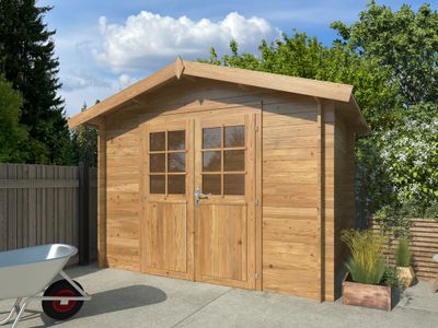Abri de jardin en bois traité autoclave marron Valentine - 7,7 m² hors-tout - Livraison à domicile incluse - PALMAKO