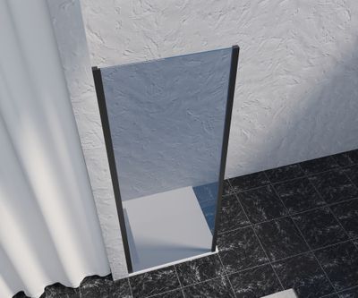 Paroi de douche latérale fixe 90x200 cm profilé noir verre fumé 8 mm Signature - OCEA