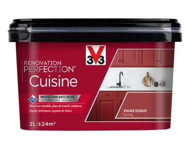 Peinture de rénovation pour cuisine rouge exquis finition satinée 2L - V33