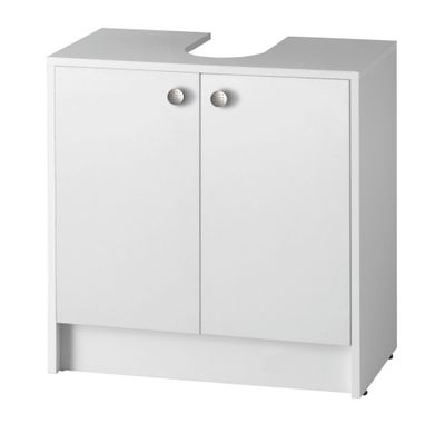 Meuble sous lavabo 2 portes mélaminé blanc H62xL60xP30cm - BCD