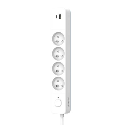 Multiprise avec interrupteur 4 prises avec prises USB A et USB C 1,5m blanc QUARX