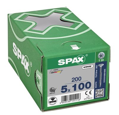 Vis tête fraisée T-star 5 x 100 mm par 200 SPAX