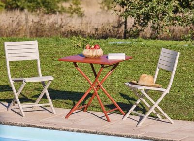 Table de jardin pliante GUERIDON aluminium terra 70 x 70 cm, Livraison à domicile incluse - PROLOISIRS