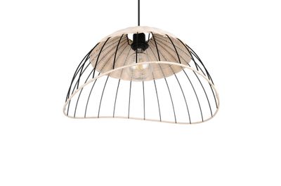 Suspension E27 Sandrine noir et rotin 28W - CASALUM