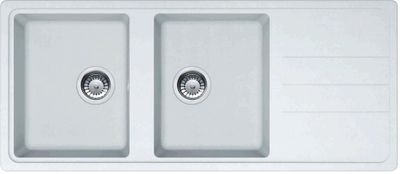 Evier de cuisine composite blanc artic 116x50 cm 2 bacs 1 egouttoir Janus - FRANKE