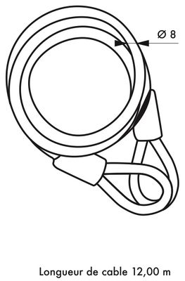 Cable antivol 12 m diamètre 8 mm THIRARD