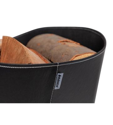 Panier à bûche Baseline noir imitation cuir en matériaux recyclés PET ADURO
