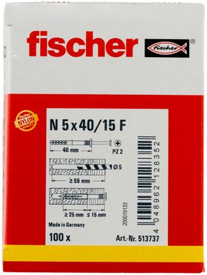Chevilles à frapper N-F 5 x 40 par 100 FISCHER