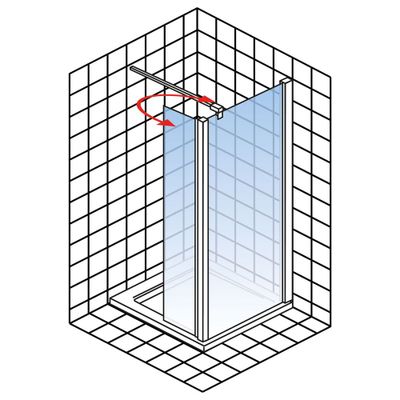 Paroi de douche à l'italienne avec déflecteur 100+30x190 cm profilé chrome verre sérigraphié brouillard 5 mm NewStyle - SCHULTE