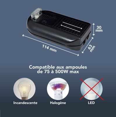 Variateur à pied + interrupteur poussoir Duetto noir - TIBELEC