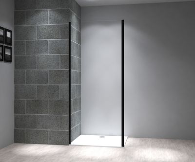 Paroi de douche latérale fixe 80x195 cm profilé noir verre transparent 6 mm Serenity - OCEA