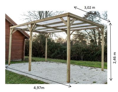 Carport autoclavé en bois traité 15 m², Livraison à domicile incluse - HABRITA