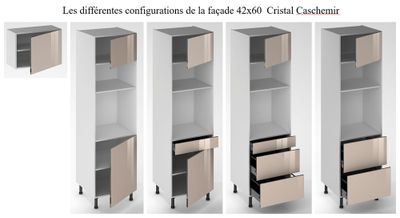 Façade de cuisine Cristal cashmire 42 x 60 cm pour meuble