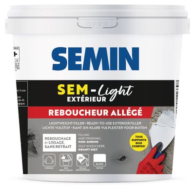 Enduit SEM Light pour tous travaux de réparation exterieur pot de 1 litre SEMIN