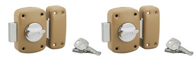 Verrou de porte d'entrée Corvette à bouton et cylindre 45 mm doré 6 clés par 2 THIRARD