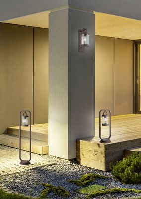 Potelet extérieur E27 100cm détecteur crépusculaire IP44 28W Rouille - Sambesi TRIO