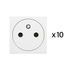 Prises 2 pôles + terre Mosaic affleurante Blanc par 10 - LEGRAND