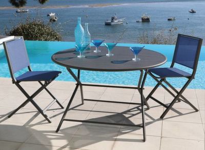 Table de jardin pliante GUERIDON aluminium graphite ø 120 cm, Livraison à domicile incluse - PROLOISIRS