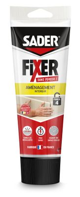 Mastic colle de fixation Fixer Sans Percer aménagement intérieur tube 260 g - SADER