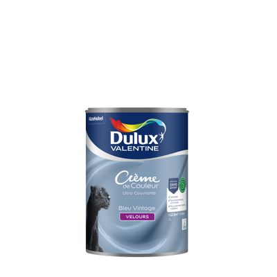 Peinture crème de couleur Bleu Vintage velours 1L - DULUX VALENTINE