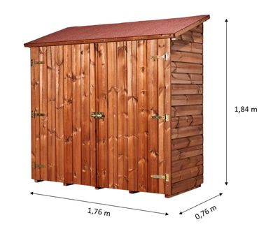 Abri mural de rangement grand volume avec étagères bois traité très haute température, Livraison à domicile incluse - HABRITA