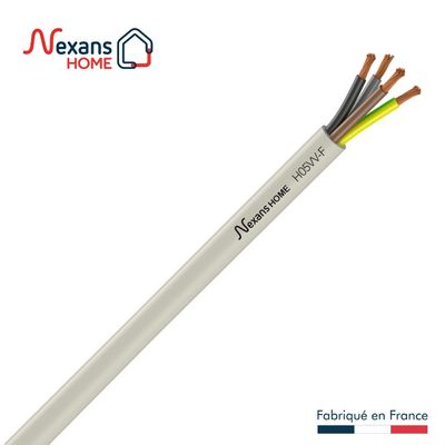 Câble électrique H05VV-F 4G2,5 mm² souple intérieur au mètre blanc - NEXANS