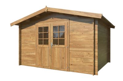 Abri de jardin en bois autoclave marron Valentine -  12,9 m² hors-tout - Livraison incluse - PALMAKO
