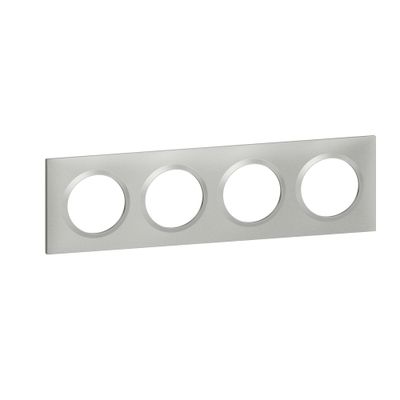 Plaque de finition 4 postes carrée Aluminium - Dooxie LEGRAND