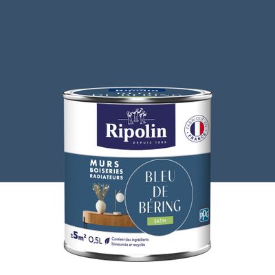 Peinture murs, boiseries et radiateurs bleu de bering satin 0,5 L - RIPOLIN