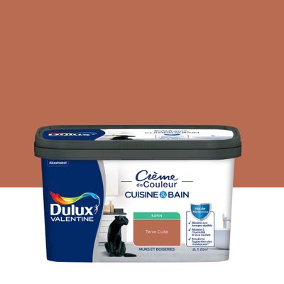 Peinture Crème de Couleur Cuisine et Bain Satin Terre Cuite 2 L - DULUX VALENTINE