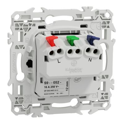 Prise affleurante 2 pôles + terre à bornes automatiques Odace 2025 noir - SCHNEIDER ELECTRIC